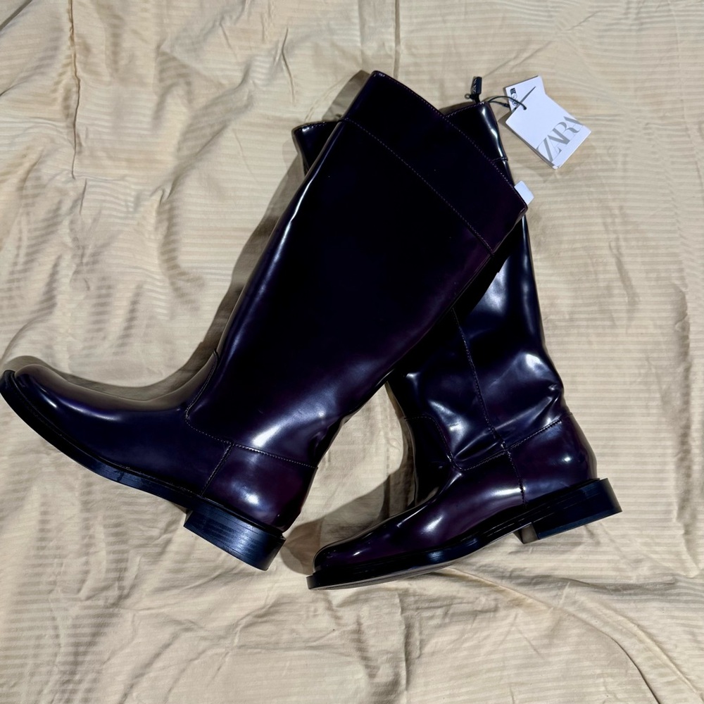 Zara Women's Brown/ PURPLE (ish) Riding Boots NWT